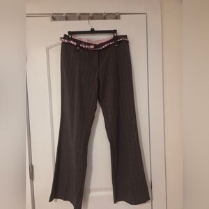 Y2k Early 2000's No Boundaries  Brown Pinkstripe Low Rise Dress Pants Size 13